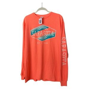 NEW Sarasota T-Shirt Coral Orange Long Sleeve Shirt, Size Large